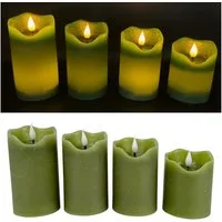 Online-Fuchs LED-Kerze - 4 LED Kerzen im Set mit Dimmer, Timer und Fernbedienung (Spiegelnde Flamme mit Docht -, Weiß, Grün, Lila und Rot), 2 bis 8 Stunden Timer wählbar
