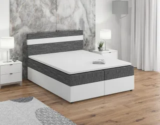 Boxspringbett Schlafzimmerbett INVERN 180x200cm Weiss-Grau