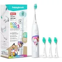 happybrush Elektrische Kinderzahnbürste Eco Vibe 3 Agnes - 100 Tage Probeputzen - 8 Wochen Power Akku, Aufsteckbürsten: 4 St., Eco Vibe 3, 3 individuelle Putz-Modi, Schalltechnologie