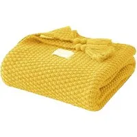 Wohndecke Kuscheldecke Gestrickte Strickdecke,Sofadecke,Tagesdecke, BTTO, Quasten,Weich,Warm,für Bett Sofa und Couch