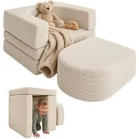 relaxdays Kindersitzgruppe 4-tlg. Kindersessel modular, Beige