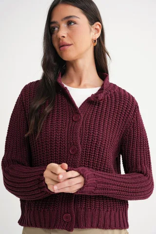 Strukturierter Rippstrick-Cardigan mit Knöpfen