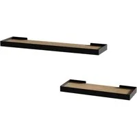 Vicco Bücherregal Erni, Schwarz/Eiche, 60 x 3 cm 2er-Set, 2-tlg.