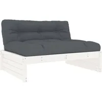 vidaXL Gartenlounge-Mittelteil, Mittelsofa Weiß 120x80 cm Massivholz Kiefer