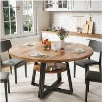 GarveeMore Esstisch Runder für 4-6 Personen,120 cm,Landhausküchentisch mit Stauraum, Küchentische für Esszimmer,Küche,Wohnzimmer,Wohnung