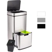 Ribelli Mülltrennsystem Sensor Mülleimer, 4 Fächer, Mülleimer Küche, 72L, Silber, Abfalleimer mit Sensor