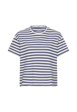camel active - T-Shirt mit Rundhalsausschnitt ocean blue/milk whi - Gr. - L