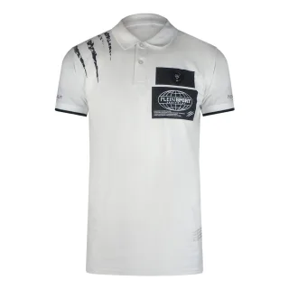 Plein Sport - Weißes Poloshirt Mit Kratzern An Der Schulter