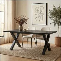 IDIMEX Esstisch OSIMO, Esszimmertisch 160x80 cm mit X-Gestell und Melamin-Dekor Schwarz