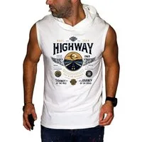 RMK Tanktop Herren Shirt Muskelshirt Gym Ärmellos mit Highway Motorrad aus Baumwolle