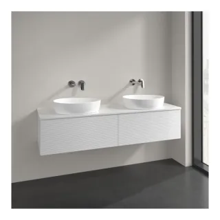 Villeroy und Boch Antao Waschtisch-Unterschrank K39150GF 160x36x50cm, Hahnlochbohrung, Waschbeckenplattenfarbe Lack, glossy white lacquer