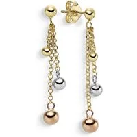 Schmuck Krone Paar Ohrhänger Paar Ohrhänger mit Kügelchen, 585 Gold gelb/weiß/rot, Gold 585