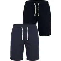 Indicode Sweatshorts Herren 2-Pack Eddy Sweat Shorts Herrenshorts elastischer Bund mit Kordelzug