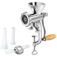 Metaltex Fleischwolf Jack Alu Grösse 5, mit Spritzgebäckaufsatz, Wurstfülltrichter, Stößel, H. 25cm, T. 14,5cm
