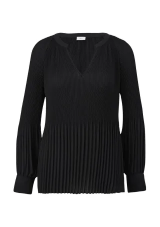 s.Oliver BLACK LABEL - Bluse mit Plissee-Struktur schwarz - Gr. - 34