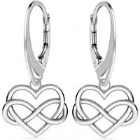 Goldene Hufeisen Paar Ohrhänger Herz Unendlichkeit Brisuren Ohrringe Hängend aus 925 Silber (1 Paar, inkl. Etui), Ohrschmuck Damen