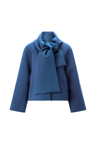 Rich & Royal - Jacket with Scarf misty blue - Gr. - M