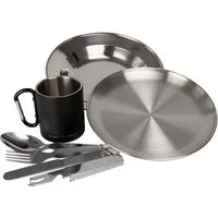 Black Snake Geschirr-Set Black Snake® Camping Geschirr Set: Edelstahl Outdoor-Ausstattung (4-tlg), 1 Personen, Edelstahl, Camping Geschirr Set aus robustem Edelstahl