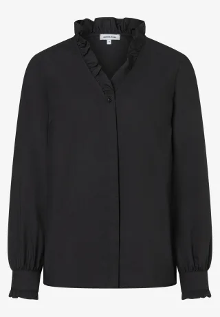 MORE & MORE - Bluse mit Rüschenkragen schwarz - Gr. - 42