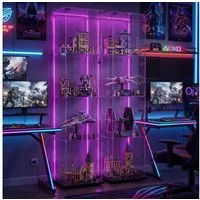 NMCXXO Glasvitrine Vitrine Eckglasanzeigeschrank Ausstellungsschrank mit LED-Beleuchtung (1 tlg) Standvitrine/Glasvitrine,Eckglasanzeigeschrank, Große Kapazität