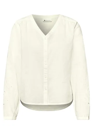 Street One - Bluse mit V-Neck und Stickerei weiß - Gr. - 38