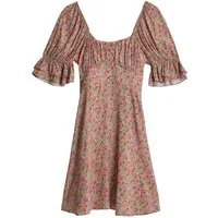 Bhoem Minikleid Skater-Minikleid mit Puffärmeln mit Muster (1-tlg)