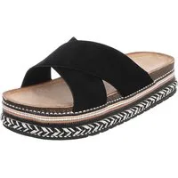 Ital-Design Damen Plateau-Pantolette mit Kreuzbanddesign Plateausandaletten (91895586) Flach Pantoletten in Schwarz