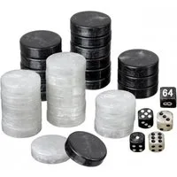 Philos Spiel, Spielsteine - Backgammon - groß - 34 x 10 mm - Kunststoff - schwarz weiß - inkl. Würfel