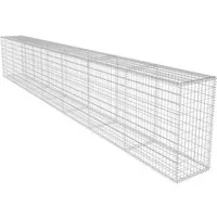 vidaXL Gartenzaun Gabionenwand mit Abdeckung Verzinkter Stahl 600x50x100 cm, (1-St)