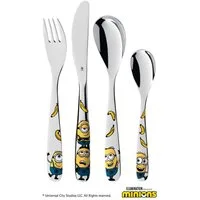 WMF Kinderbesteck Minions (4-tlg), 1 Personen, Cromargan® Edelstahl Rostfrei 18/10, ab 3 Jahren, hygienisch, säurefest