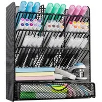 BlingBin Organizer Schreibtisch Organizer für Bürobedarf, mit Schublade (Schubladen-Aufbewahrungsbox für Bürobedarf, Schreibtischaufsatz, 1 St., Multifunktionale Desktop Schreibwaren Stifthalterbox), 9 Fächer Stiftehalter, Stiftehalter Schreibtisch f