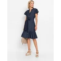 bonprix Jeanskleid (1-tlg) für warme Tage, Kurzarm, aus Baumwolle, figurbetont