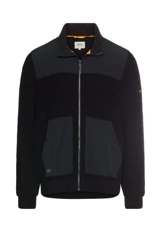 camel active - Strickjacke mit einrollbarer Kapuze asphalt - Gr. - 3XL