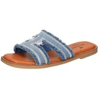 Mustang Shoes Pantolette, Flats, Sandale im Jeans-Look mit Strass-Steinchen verziert