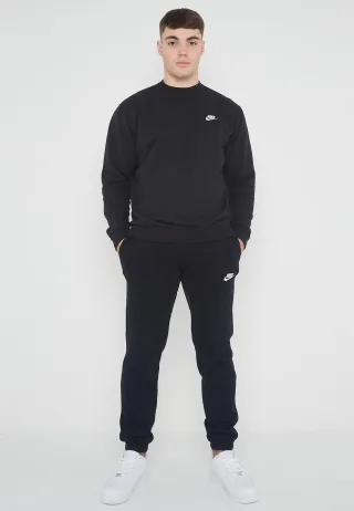Nike Herren Club Fleece Full Trainingsanzug Set Schwarz