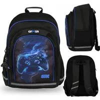 Sarcia.eu Schulrucksack Blau-schwarzer Jungen Schulrucksack Reflektoren für Gamepad 40x29x20cm