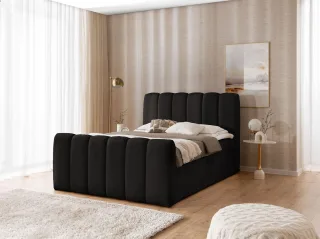 Boxspringbett Schlafzimmerbett DENIS PREMIUM 180x200cm Stoff Catch Me Schwarz