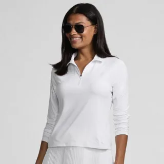 Langarm-Badeshirt mit Reißverschluss für Damen, Damen, size: regular, Weiß, Elasthan/Nylon-Mischung, by Lands' End