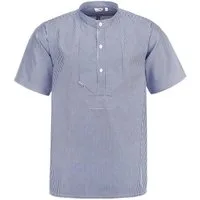 modAS Streifenhemd 10006 Unisex Fischerhemd Sommer mit Stehkragen - Hemd im Finkenwerder-Stil