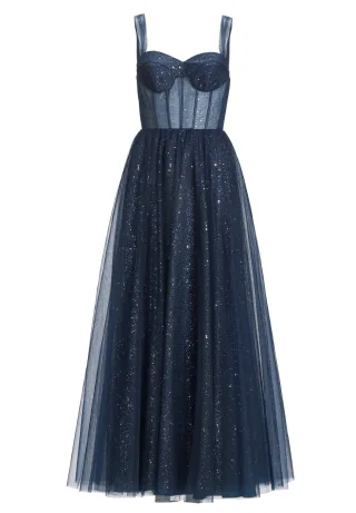 hey kyla - Tüllrobe mit Schimmereffekt navy - Gr. - 38