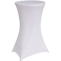TRUTZHOLM Stehtisch mit weißer Husse klappbar Ø 60cm Bistrotisch Klapptisch wetterfest (Set), wetterfest,zusammenklappbar