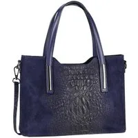 ITALYSHOP24 Schultertasche Made in Italy Damen echt Leder Henkeltasche Shopper Lederhandtasche, Kroko Muster, Italienische Umhängetasche Cross Over Body Bag, Premium