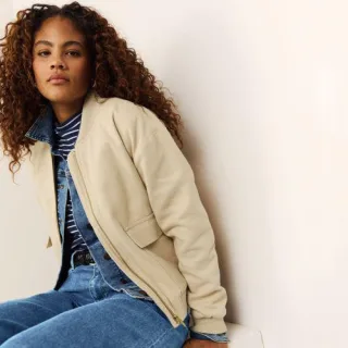 Baumwoll-Bomberjacke für Damen, Damen, size: regular, Elfenbein, Baumwolle, by Lands' End
