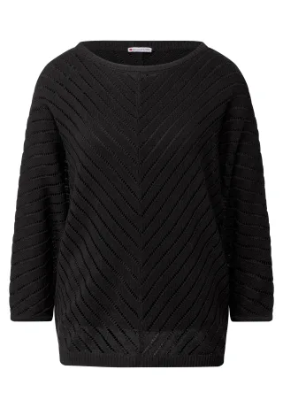 Street One - Strukturpullover black - Gr. - 40