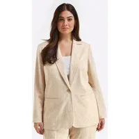 Sheego Blusenblazer Leinenblazer Langarm