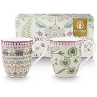 PiP Studio Becher Lily&Lotus Henkelbecher 450ml Set 2tlg, Porzellan, Set/2 Mugs XL Lily&Lotus 450ml