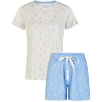 By Louise Shorty Sleep Chic (Set, 2 tlg., 2-teilig) Damen Pyjama Shorty Strick Kurzarm Baumwolle Sommer