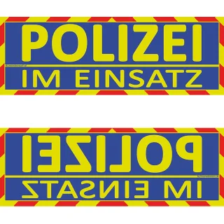 Einsatz Wendeschild WSB2 für die Sonnenblende "Polizei im Einsatz"  "Polizei im Einsatz"