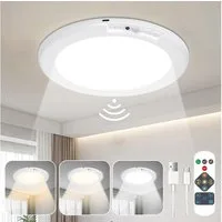 Rosnek LED Deckenleuchte Deckenlampe Innen mit Bewegungsmelder, Wiederaufladbar, Dimmbar, LED fest integriert, USB-Deckenleuchte mit Fernbedienung für Flur, Treppe, Veranda & Garage