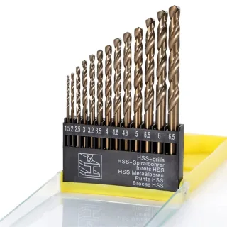 13PCS HSS Metric Drill Bits Set 1.5mm to 6.5mm for Glass Metal Tile Concrete Professional Masonry Drilling Tools